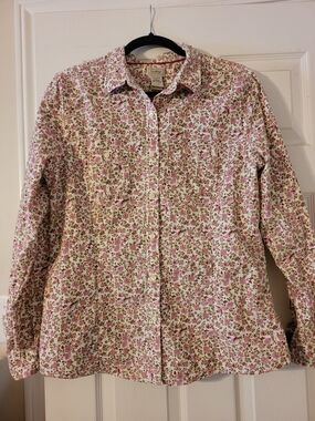 L.L.Bean Floral Button-Up Shirt 100% Cotton